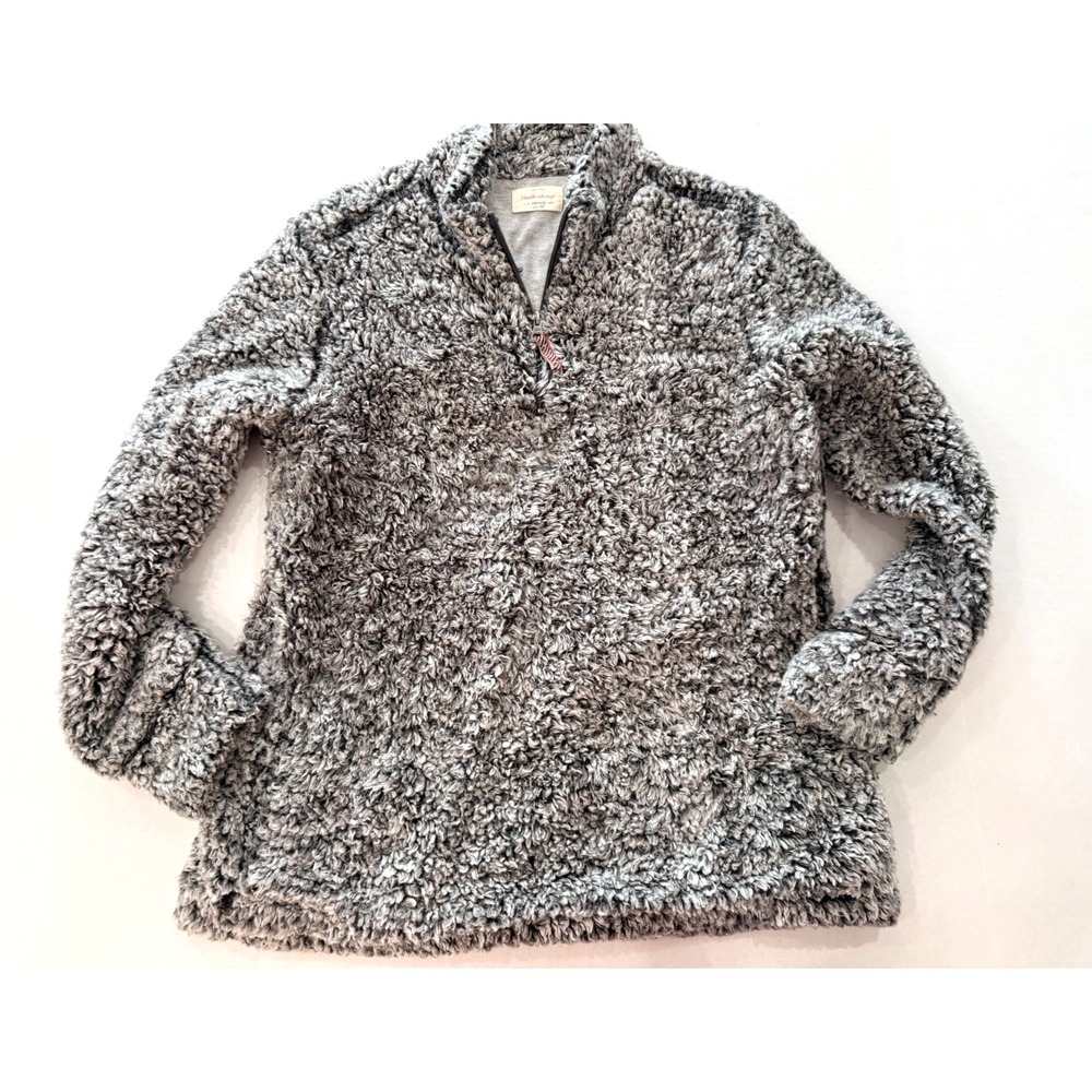 Weatherproof Vintage Faux Fur Quarter Zip Pull Over Sweater in Dolphin Gray XL
